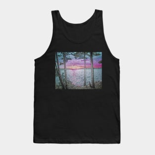 Lake Sunset-Colour Embossed -Available As Art Prints-Mugs,Cases,Duvets,T Shirts,Stickers,etc Tank Top